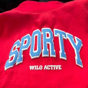 WILO THE LABEL Red Funnel Sweatshirt And Shorts Set NWT Sz Small MSRP $146